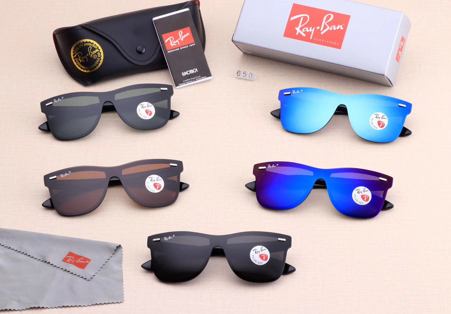 RAY-BAN New Addition Blue & Black 650 Wayfarer Sunglass For Unisex