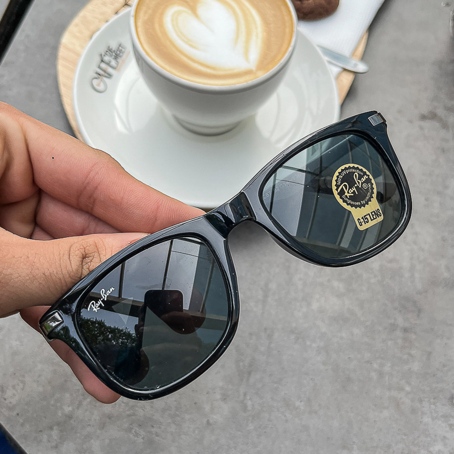 RAY-BAN New Addition Black & Black 4287 Square Sunglass For Unisex