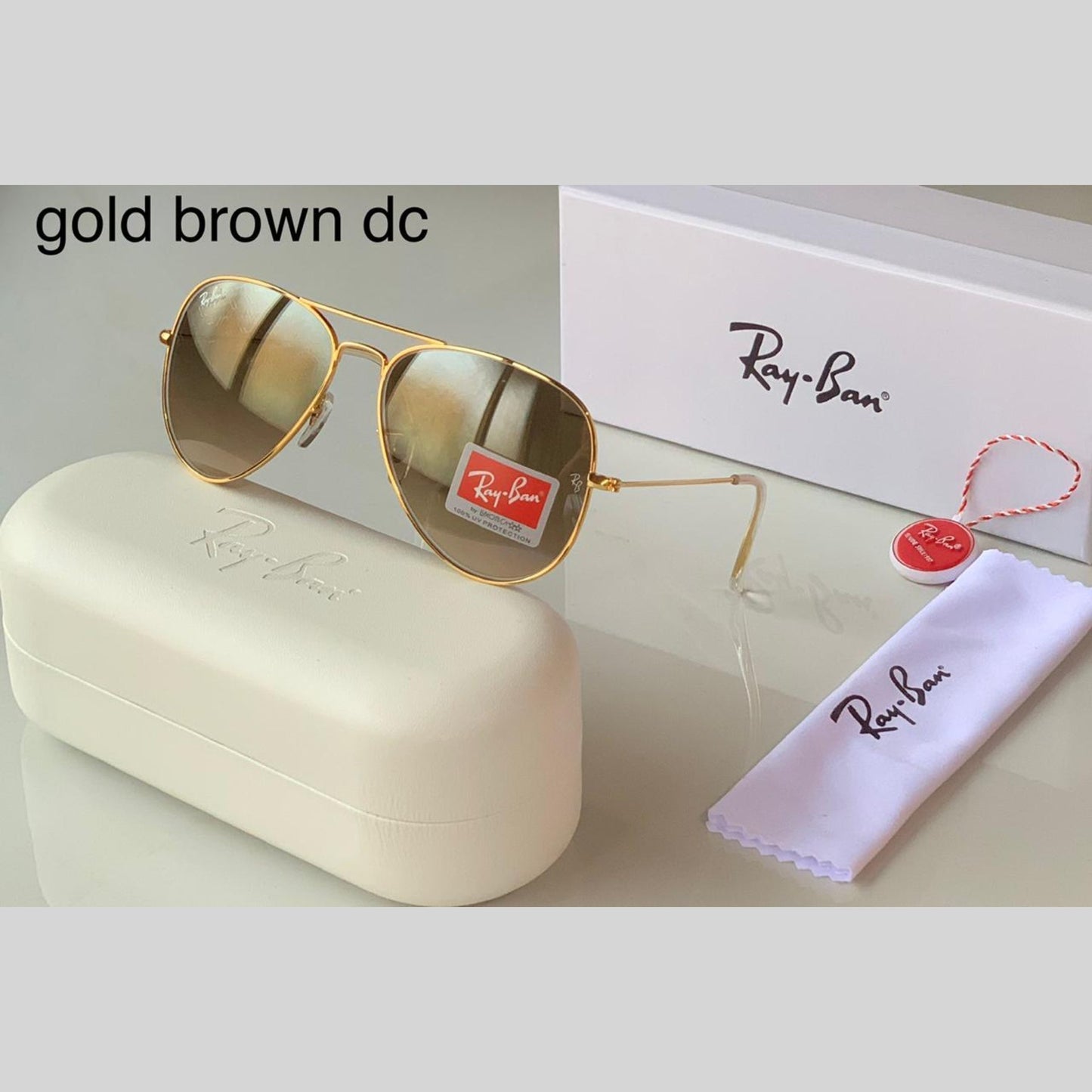 RAY-BAN Brown Shaded & Gold ( 3026 ) Aviator Men's Hot Favorite Trendy Sunglasses.
