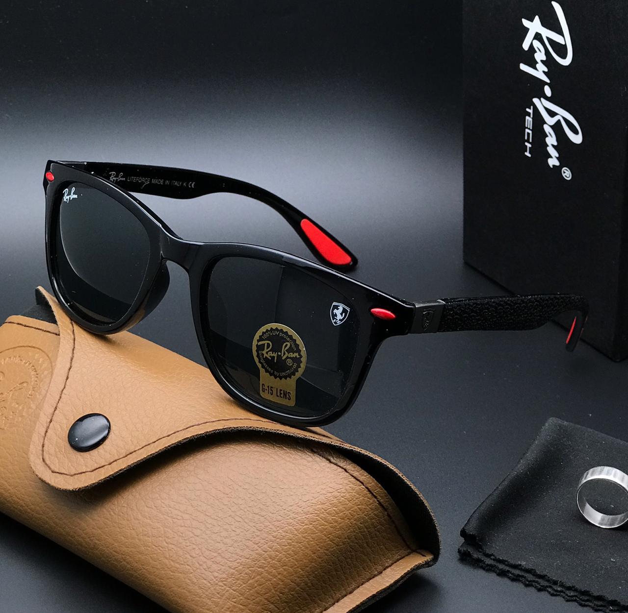 RAY-BAN New Stylish Black & Black 4195 Square Sunglass For Unisex