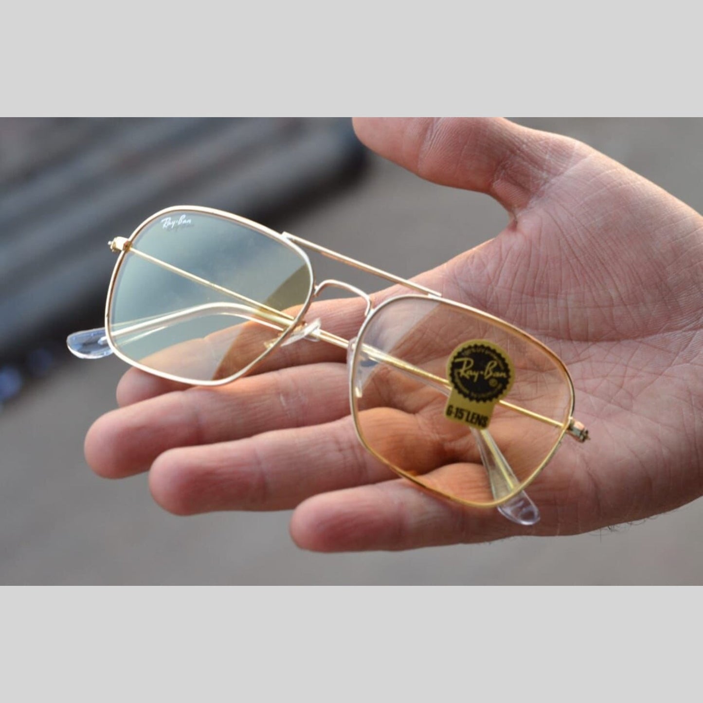 RAY-BAN New Attractive Clear & Gold 3136 Square Aviator Style Sunglass For Unisex